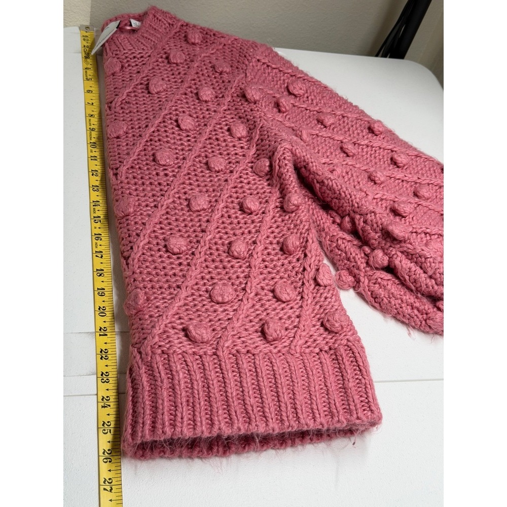 C/Meo Collective Sweater Women XS Pink Trade Places Pom 3D Chunky Knit Fall Boho - Picture 10 of 10